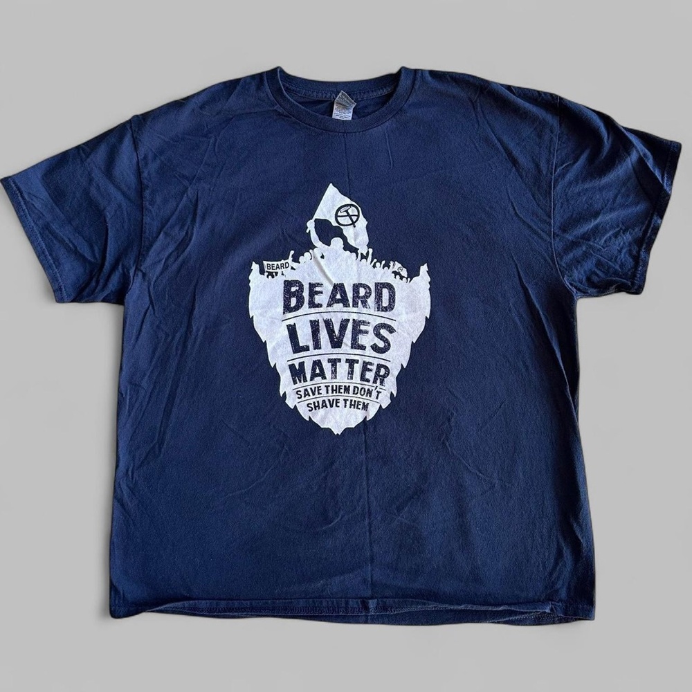 Beard Lives Matter funny blue graphic short sleeve tee XL